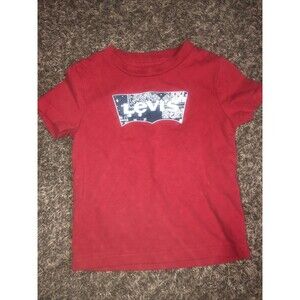 Baby Levi s Size 2T Red Blue Bandanna Print Logo Shirt Top Tee